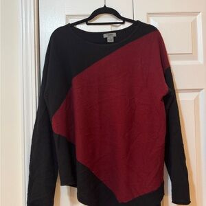 Premise 100% cashmere Black and Deep Red Crew Neck Sweater